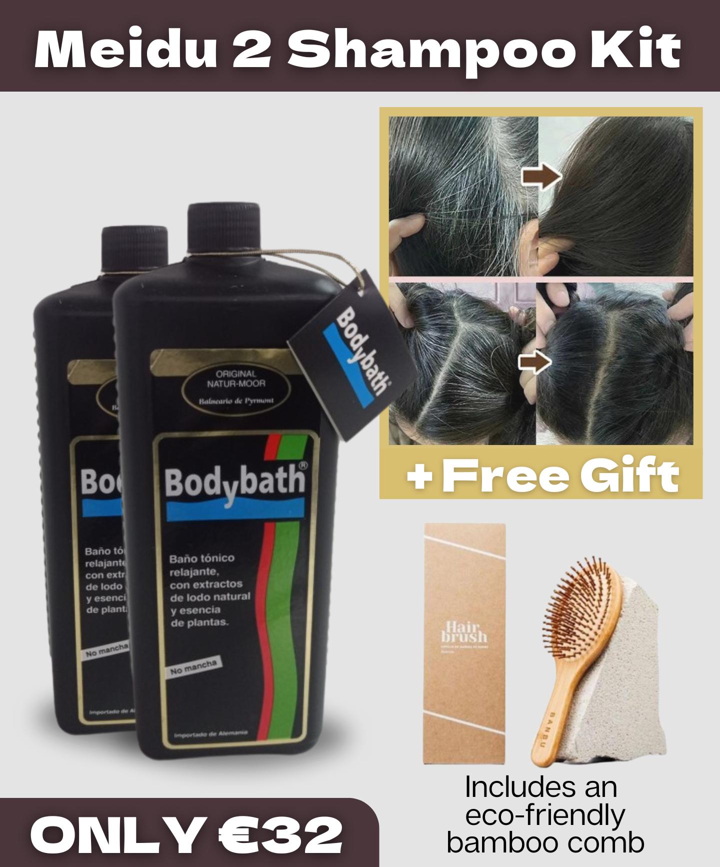 3-in-1 Shampoo for White Hair + FREE Eco-Friendly Bamboo Comb